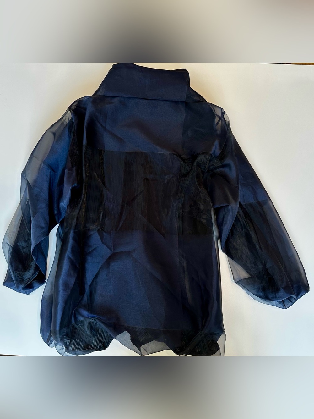 Issey Miyake Sheer Pleated Sculptural Jacket Navy Size 2 - Picture 9 of 14